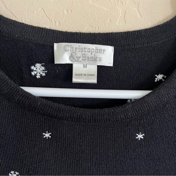 SET of black knit snowflake cardigan sweater and tank top from Christopher&Banks - Picture 4 of 8